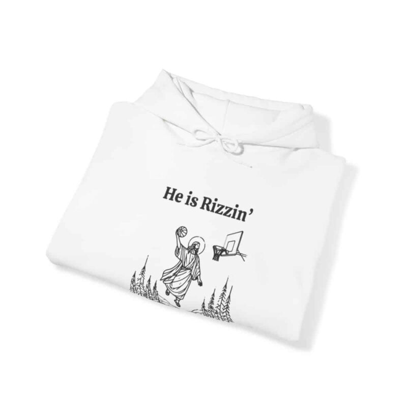 He is Rizzin' Funny Easter Hoodie - Jesus Playing Basketball