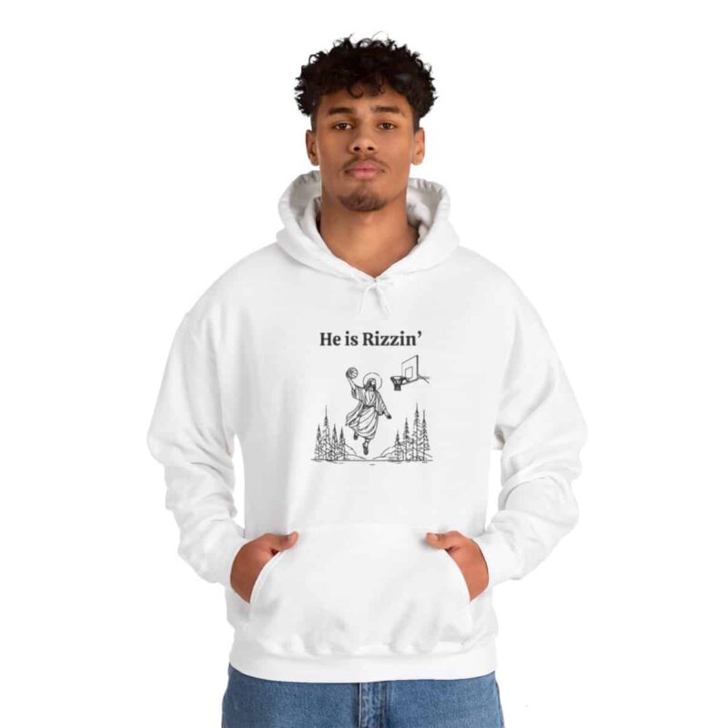 He is Rizzin' Funny Easter Hoodie - Jesus Playing Basketball