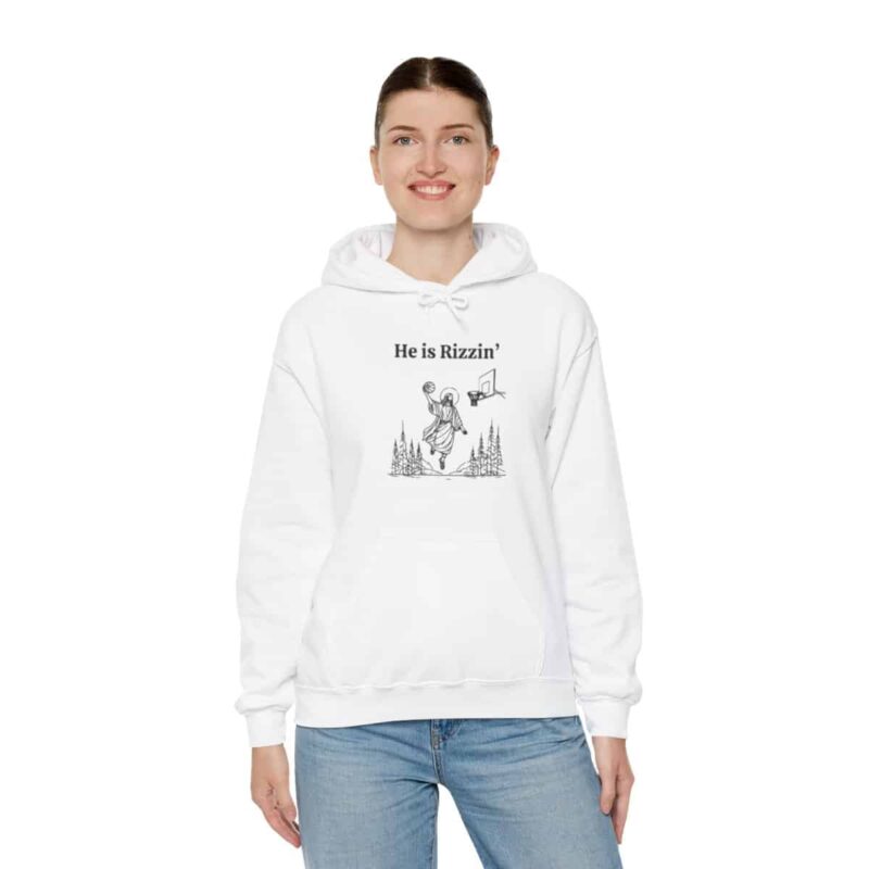 He is Rizzin' Funny Easter Hoodie - Jesus Playing Basketball