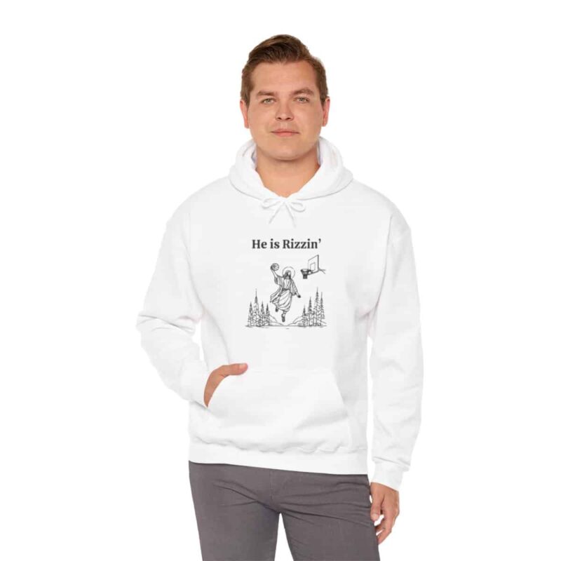 He is Rizzin' Funny Easter Hoodie - Jesus Playing Basketball