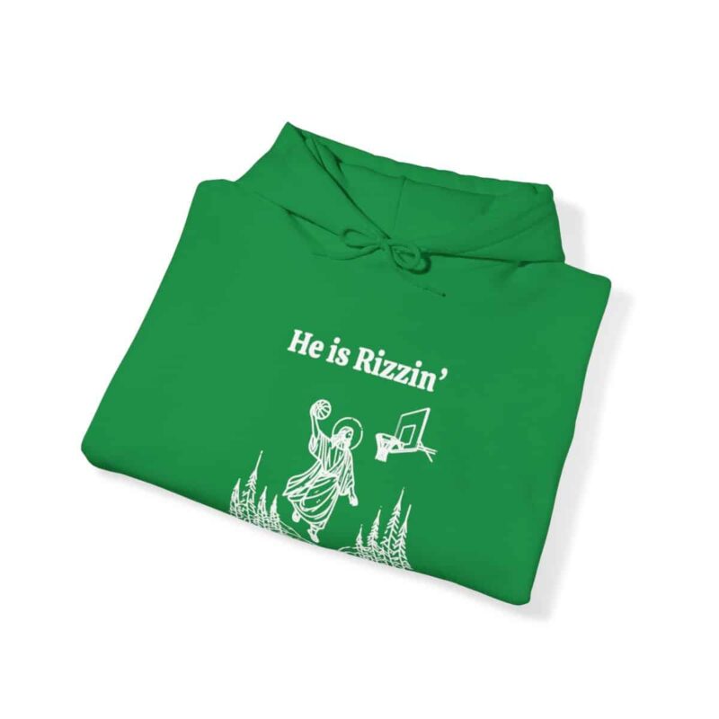 He is Rizzin' Funny Easter Hoodie - Jesus Playing Basketball