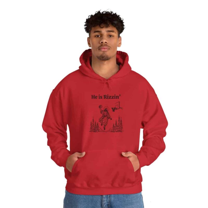 He is Rizzin' Funny Easter Hoodie - Jesus Playing Basketball