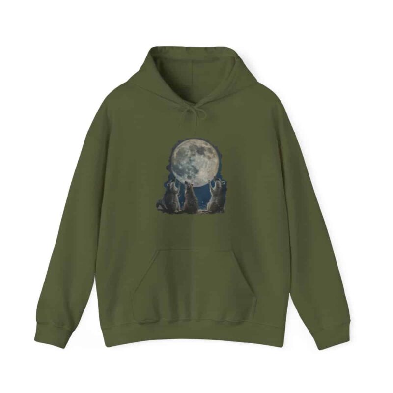 Vintage Retro Raccoon Moon Funny Hoodie