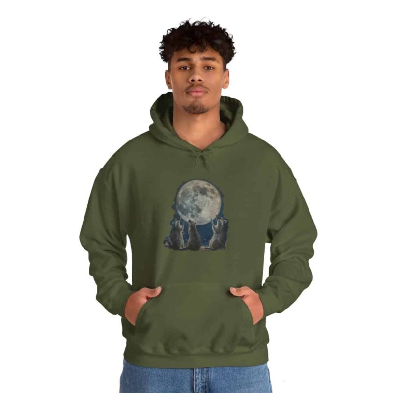 Vintage Retro Raccoon Moon Funny Hoodie