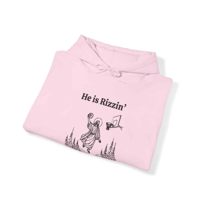 He is Rizzin' Funny Easter Hoodie - Jesus Playing Basketball