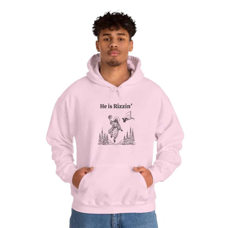 He is Rizzin' Funny Easter Hoodie - Jesus Playing Basketball