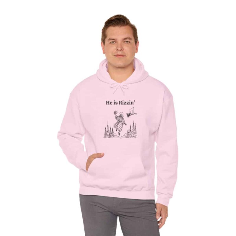 He is Rizzin' Funny Easter Hoodie - Jesus Playing Basketball