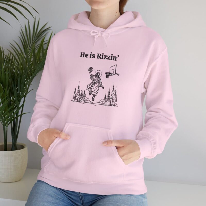 He is Rizzin' Funny Easter Hoodie - Jesus Playing Basketball