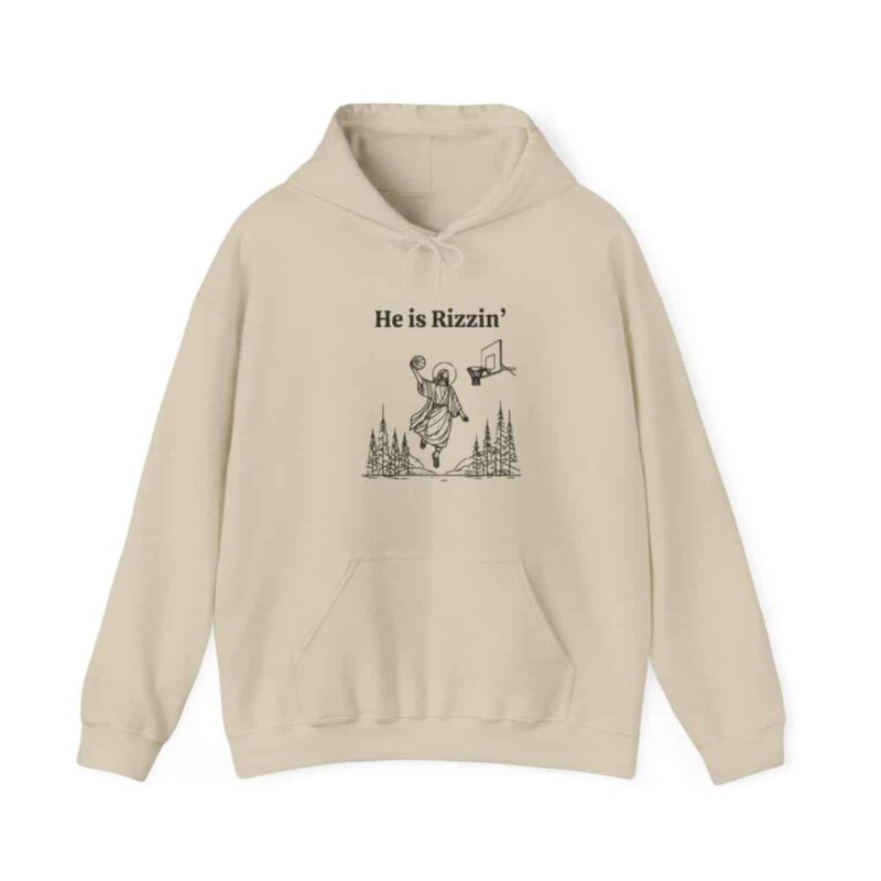 He is Rizzin' Funny Easter Hoodie - Jesus Playing Basketball