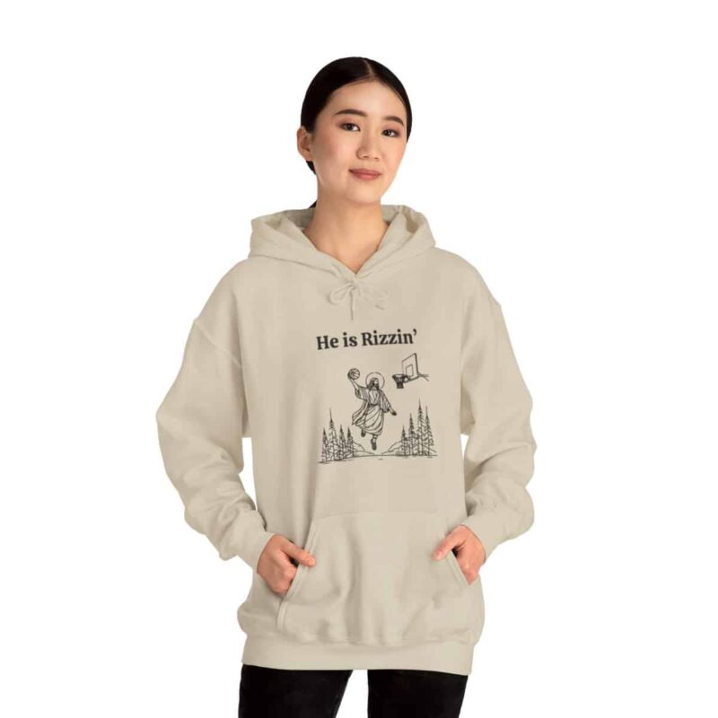 He is Rizzin' Funny Easter Hoodie - Jesus Playing Basketball