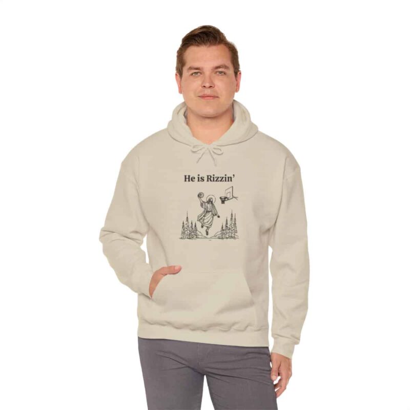 He is Rizzin' Funny Easter Hoodie - Jesus Playing Basketball