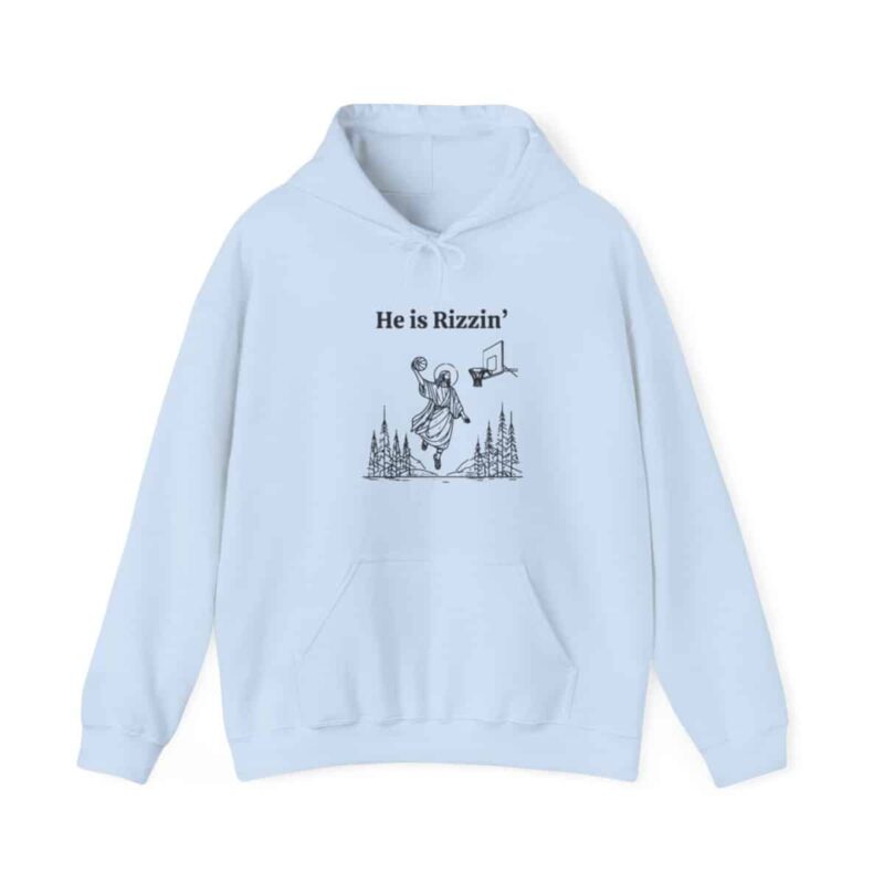 He is Rizzin' Funny Easter Hoodie - Jesus Playing Basketball