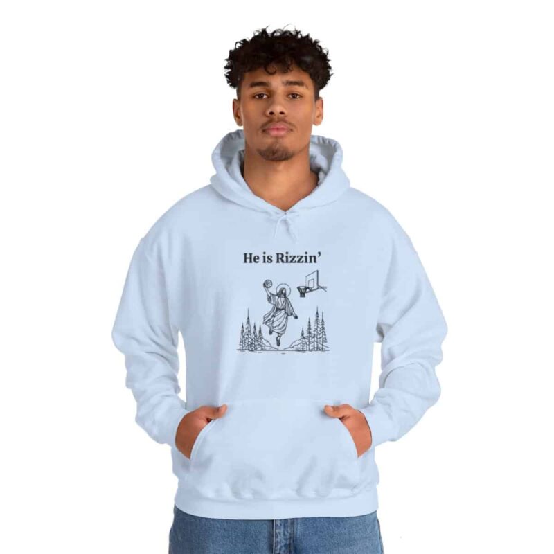 He is Rizzin' Funny Easter Hoodie - Jesus Playing Basketball