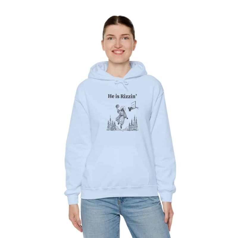 He is Rizzin' Funny Easter Hoodie - Jesus Playing Basketball