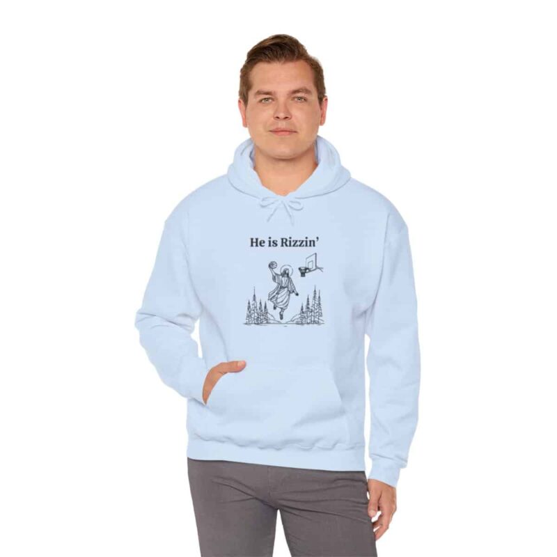 He is Rizzin' Funny Easter Hoodie - Jesus Playing Basketball