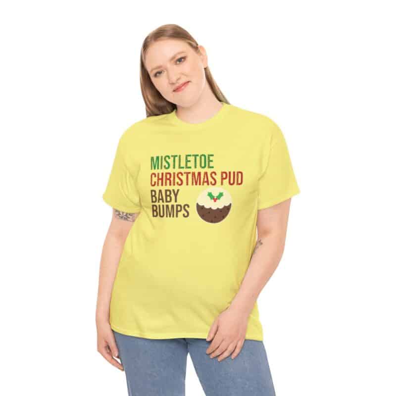 Mistletoe, Christmas Pud and Baby Bumps Pregnancy Announcement T-Shirt