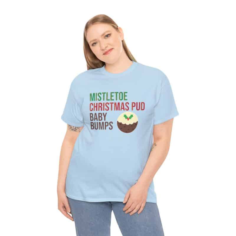 Mistletoe, Christmas Pud and Baby Bumps Pregnancy Announcement T-Shirt