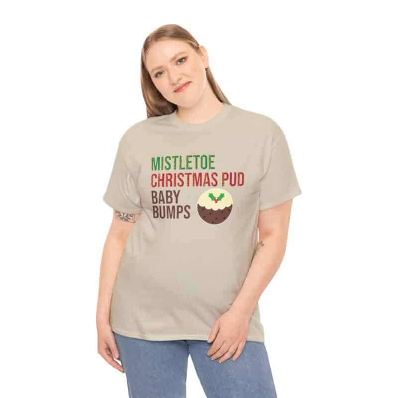 Mistletoe, Christmas Pud and Baby Bumps Pregnancy Announcement T-Shirt