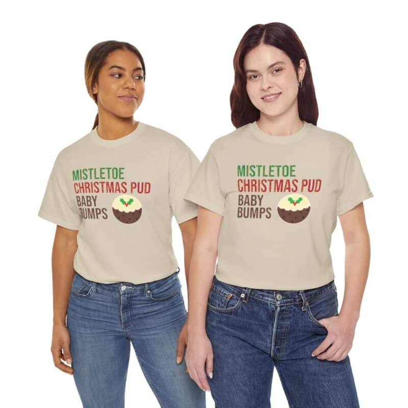 Mistletoe, Christmas Pud and Baby Bumps Pregnancy Announcement T-Shirt