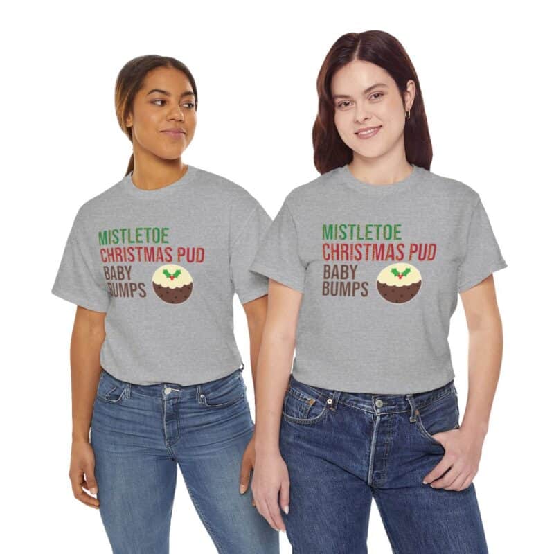 Mistletoe, Christmas Pud and Baby Bumps Pregnancy Announcement T-Shirt