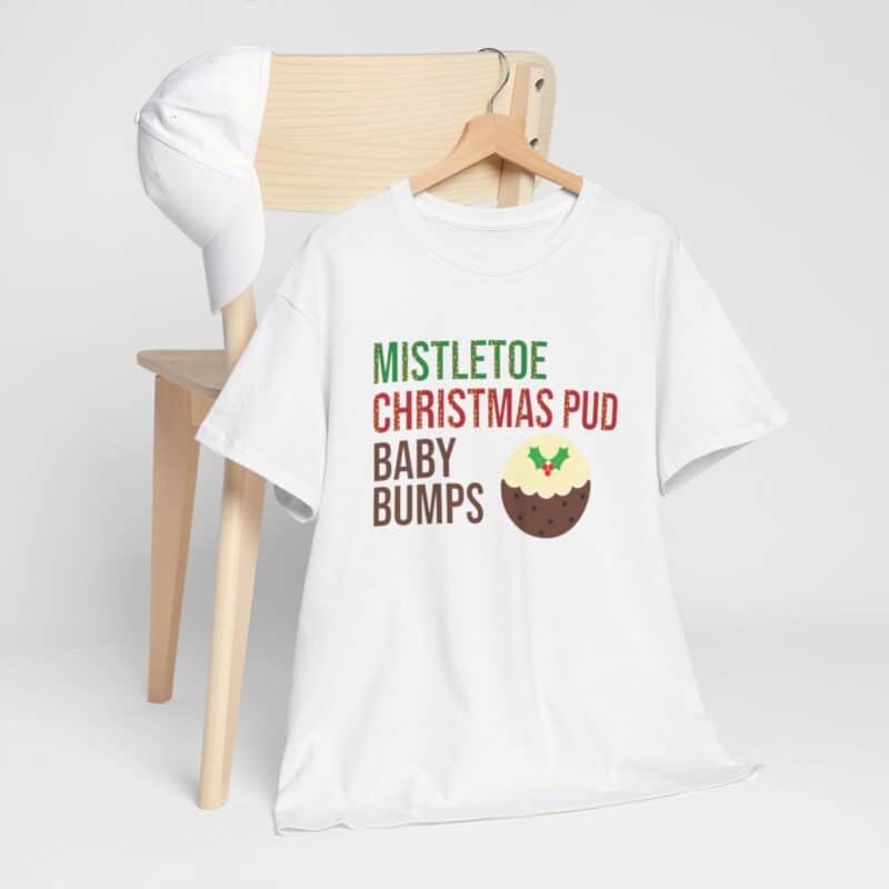 Mistletoe, Christmas Pud and Baby Bumps Pregnancy Announcement T-Shirt