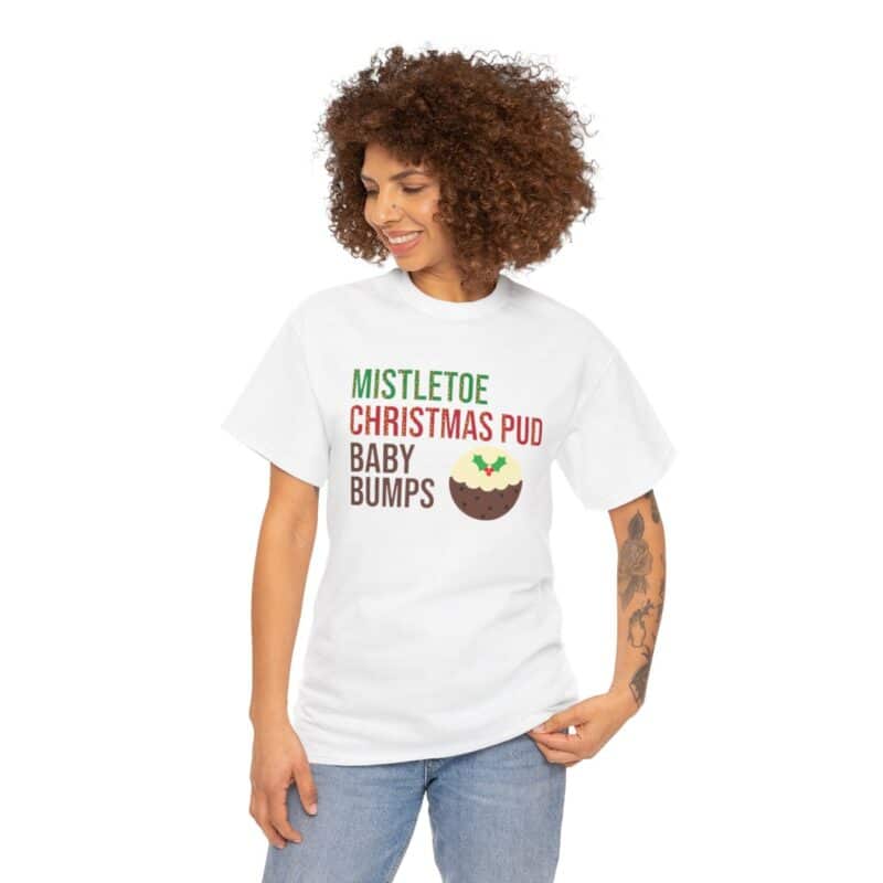 Mistletoe, Christmas Pud and Baby Bumps Pregnancy Announcement T-Shirt