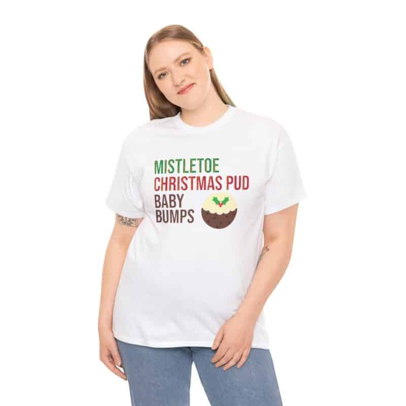 Mistletoe, Christmas Pud and Baby Bumps Pregnancy Announcement T-Shirt