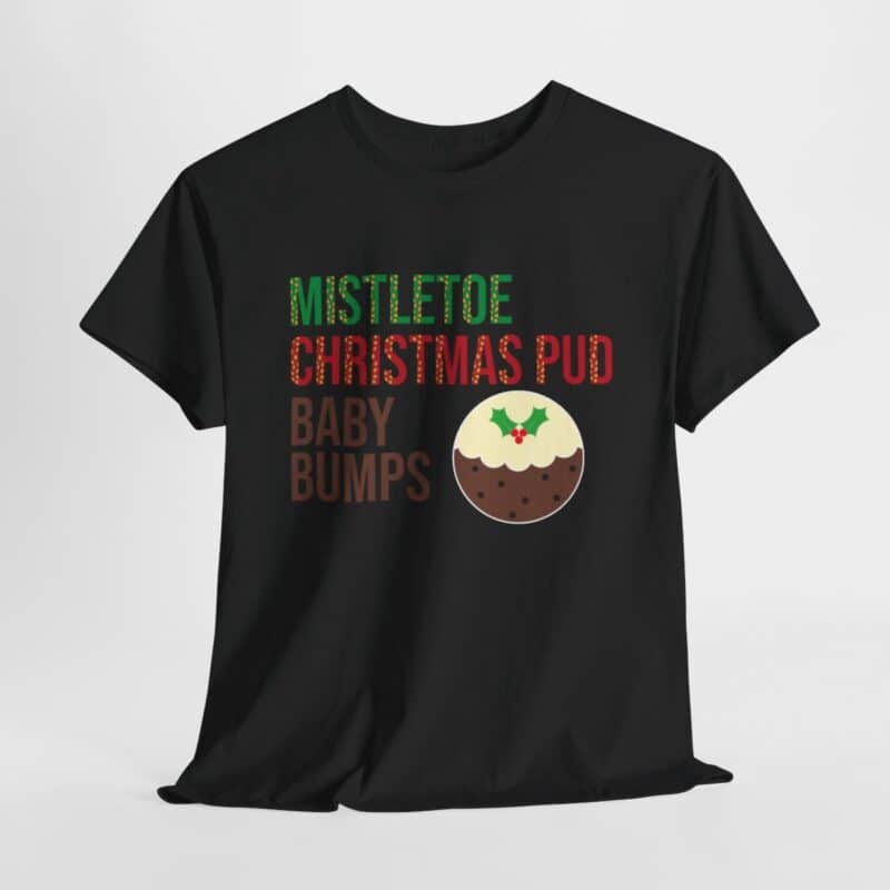 Mistletoe, Christmas Pud and Baby Bumps Pregnancy Announcement T-Shirt