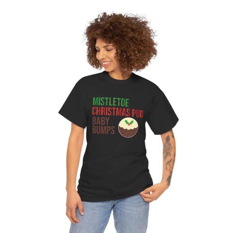 Mistletoe, Christmas Pud and Baby Bumps Pregnancy Announcement T-Shirt