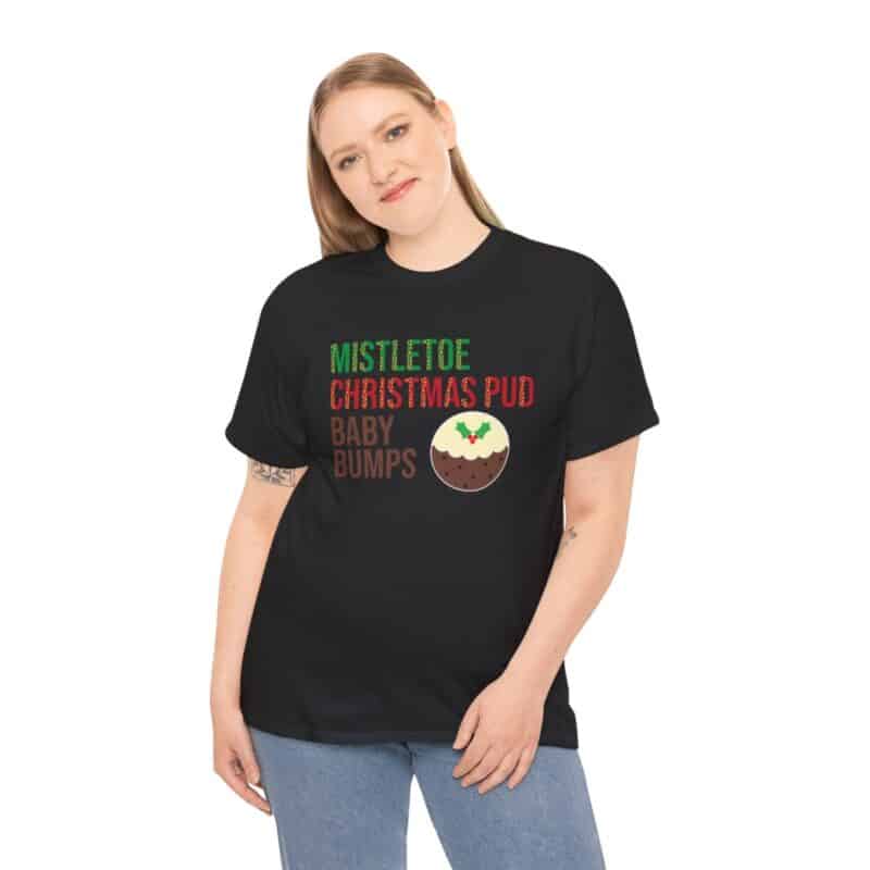 Mistletoe, Christmas Pud and Baby Bumps Pregnancy Announcement T-Shirt