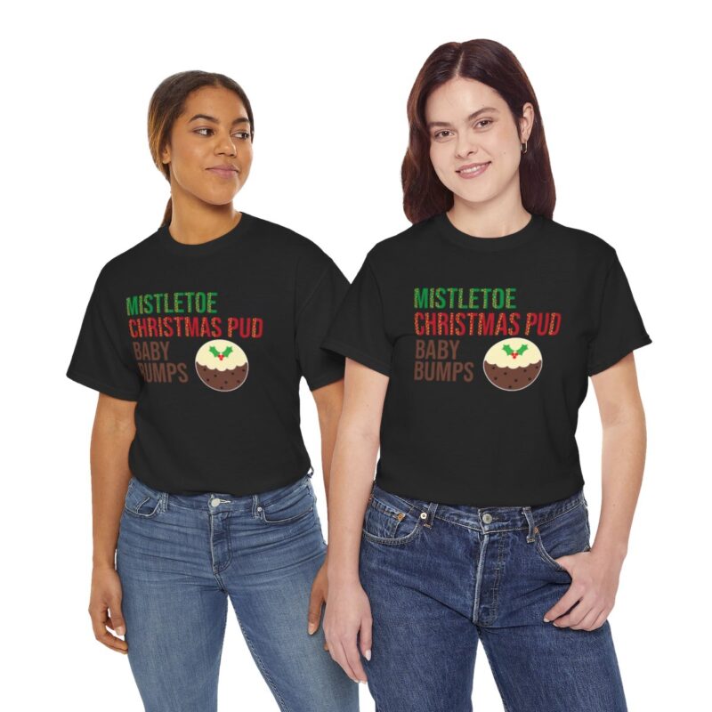 Mistletoe, Christmas Pud and Baby Bumps Pregnancy Announcement T-Shirt