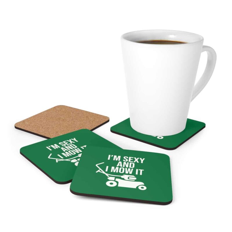 I'm Sexy and I Mow It Corkwood Coaster Set