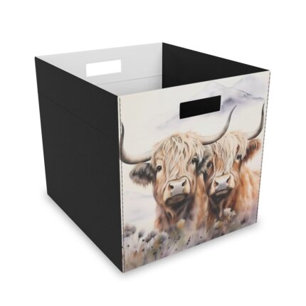 Highland Cows Collapsible Felt Storage Box