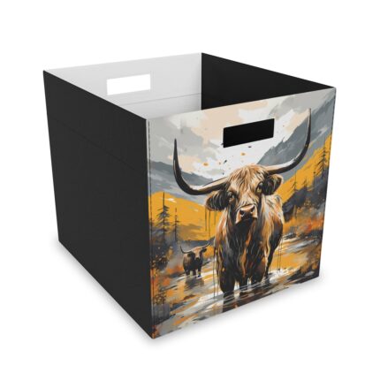 Highland Cows Collapsible Felt Storage Box