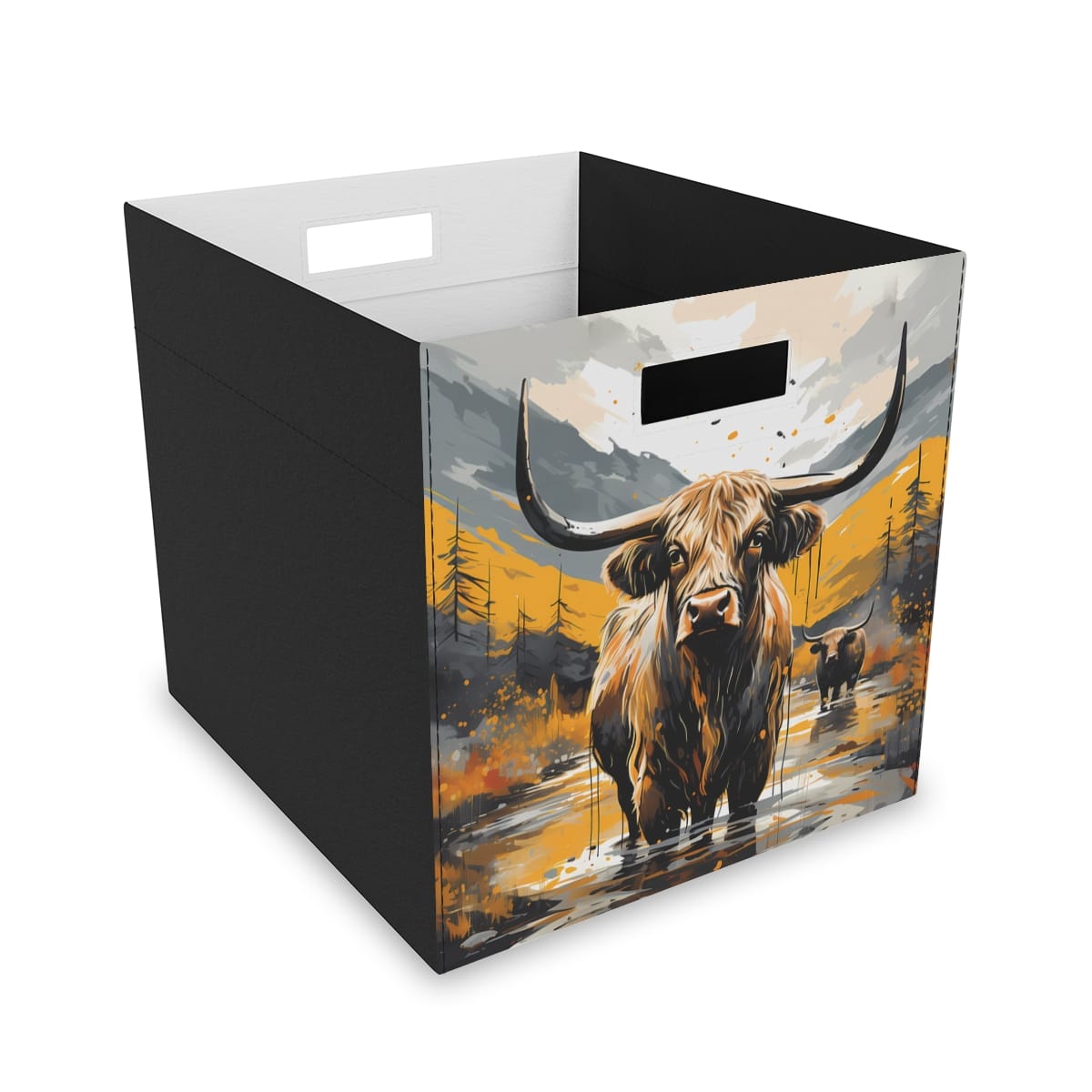 Highland Cows Collapsible Felt Storage Box