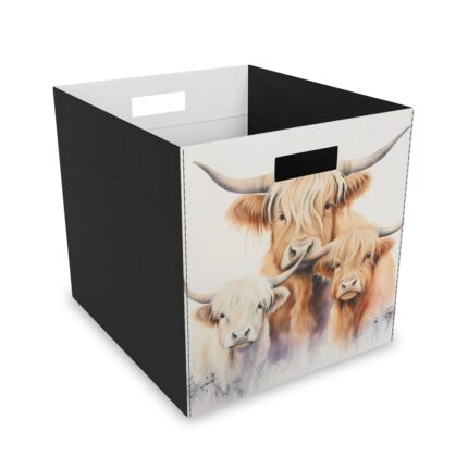 Highland Cows Collapsible Felt Storage Box