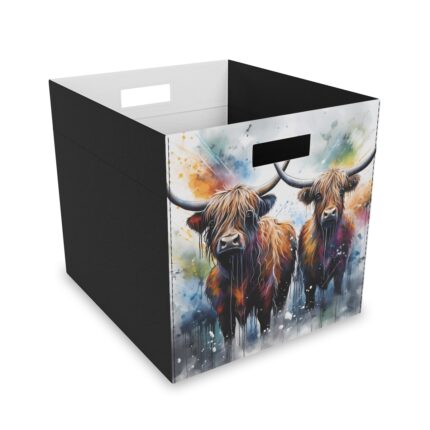 Highland Cows Collapsible Felt Storage Box