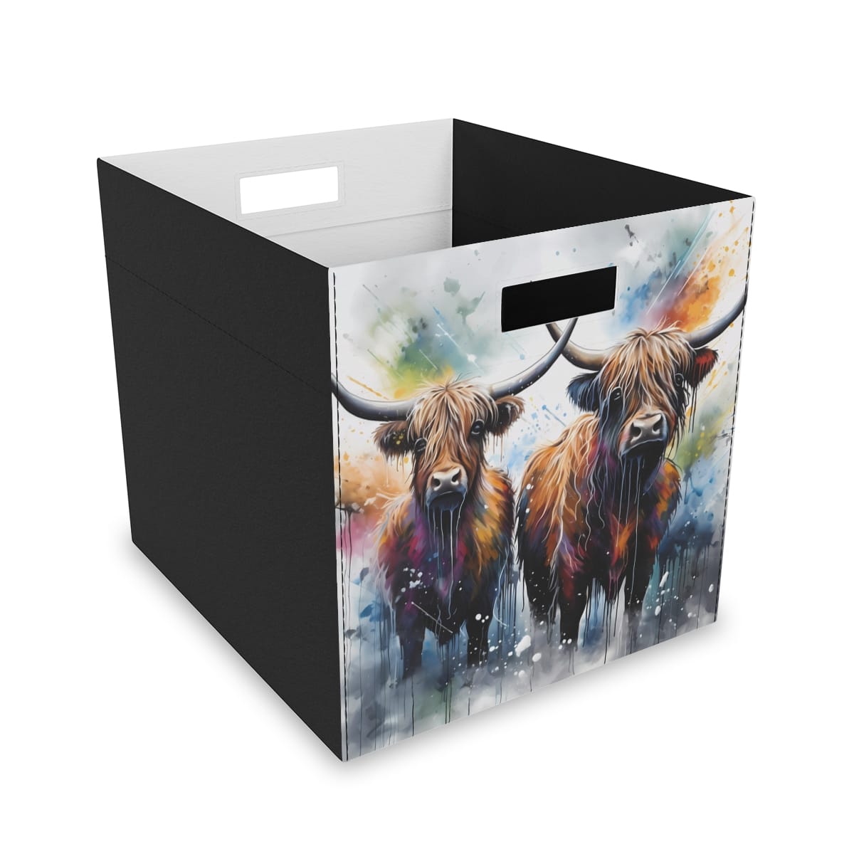 Highland Cows Collapsible Felt Storage Box