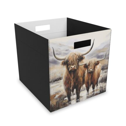 Highland Cows Collapsible Felt Storage Box