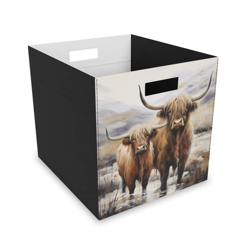 Highland Cows Collapsible Felt Storage Box