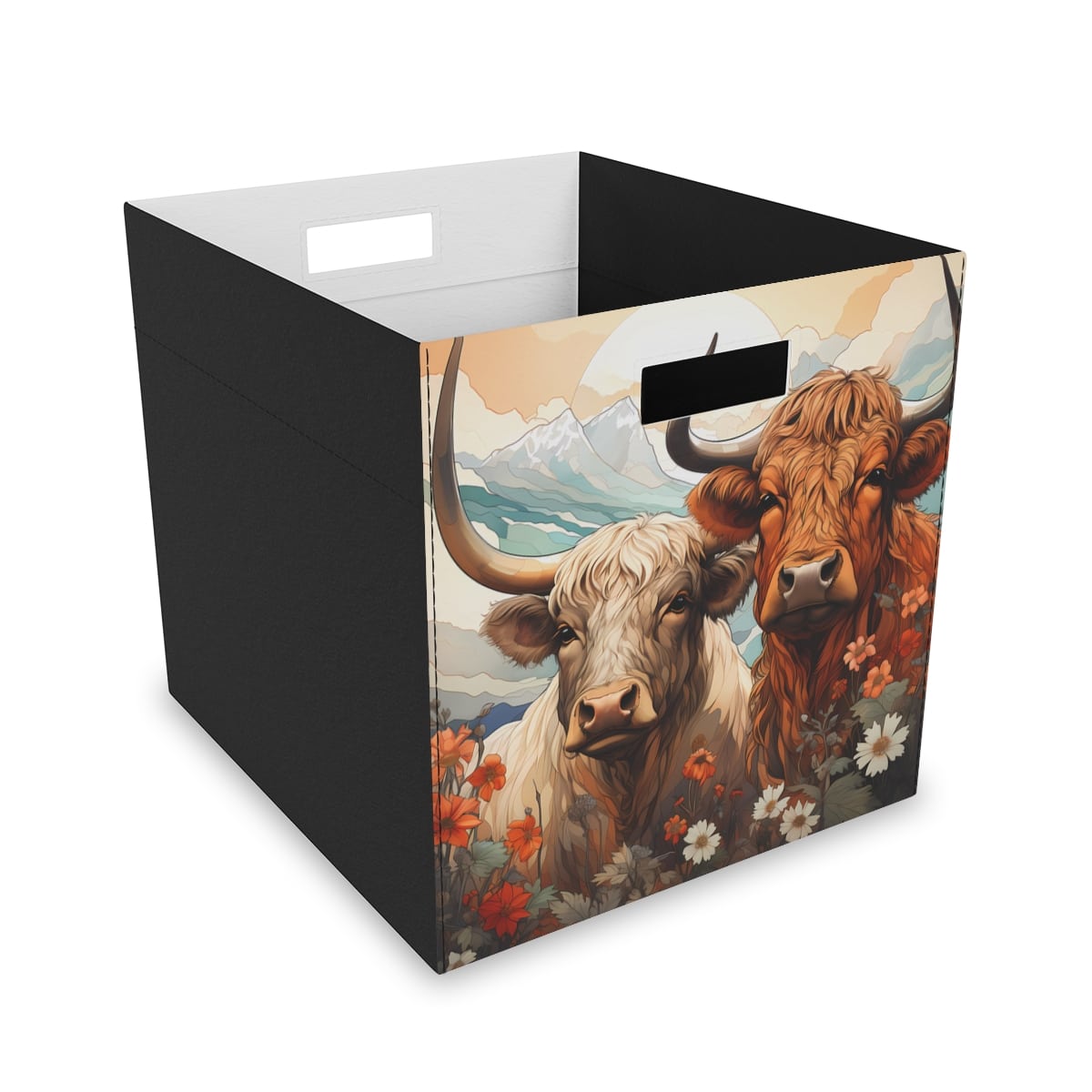 Highland Cows Collapsible Felt Storage Box