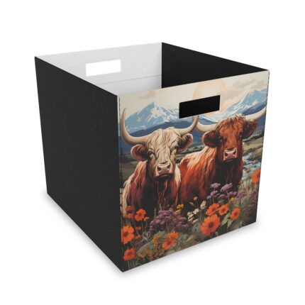 Highland Cows Collapsible Felt Storage Box