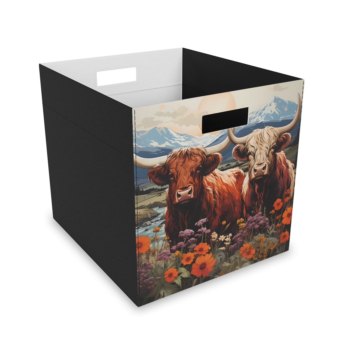 Highland Cows Collapsible Felt Storage Box