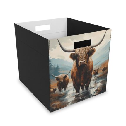 Highland Cows Collapsible Felt Storage Box