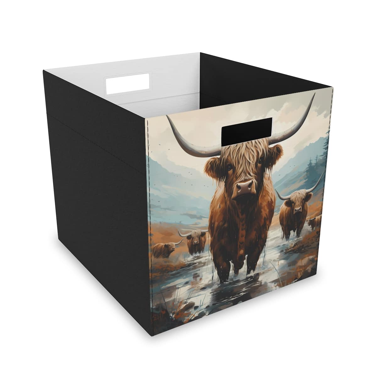 Highland Cows Collapsible Felt Storage Box