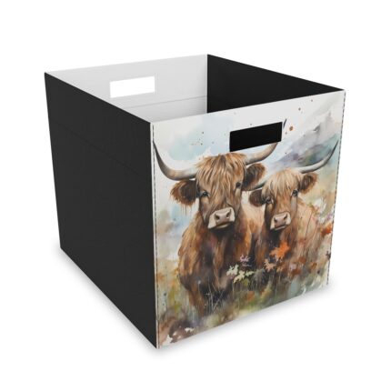 Highland Cows Collapsible Felt Storage Box