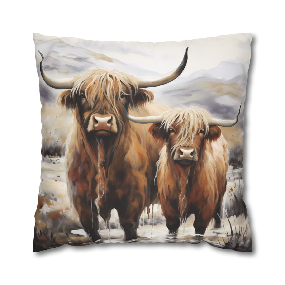 Highland Cows Double-Sided Cushion Cover