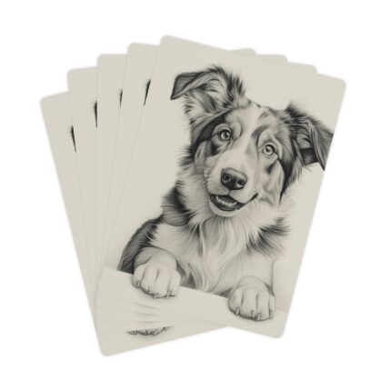 Australian Shepherd Dog Playing/Poker Cards