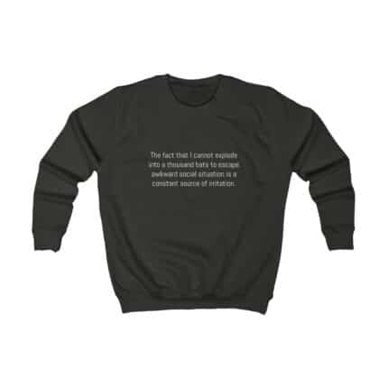 Funny Awkward Bat Meme Kids Sweatshirt