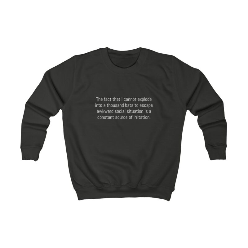 Funny Awkward Bat Meme Kids Sweatshirt